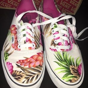 Floral Canvas Vans - Like New!